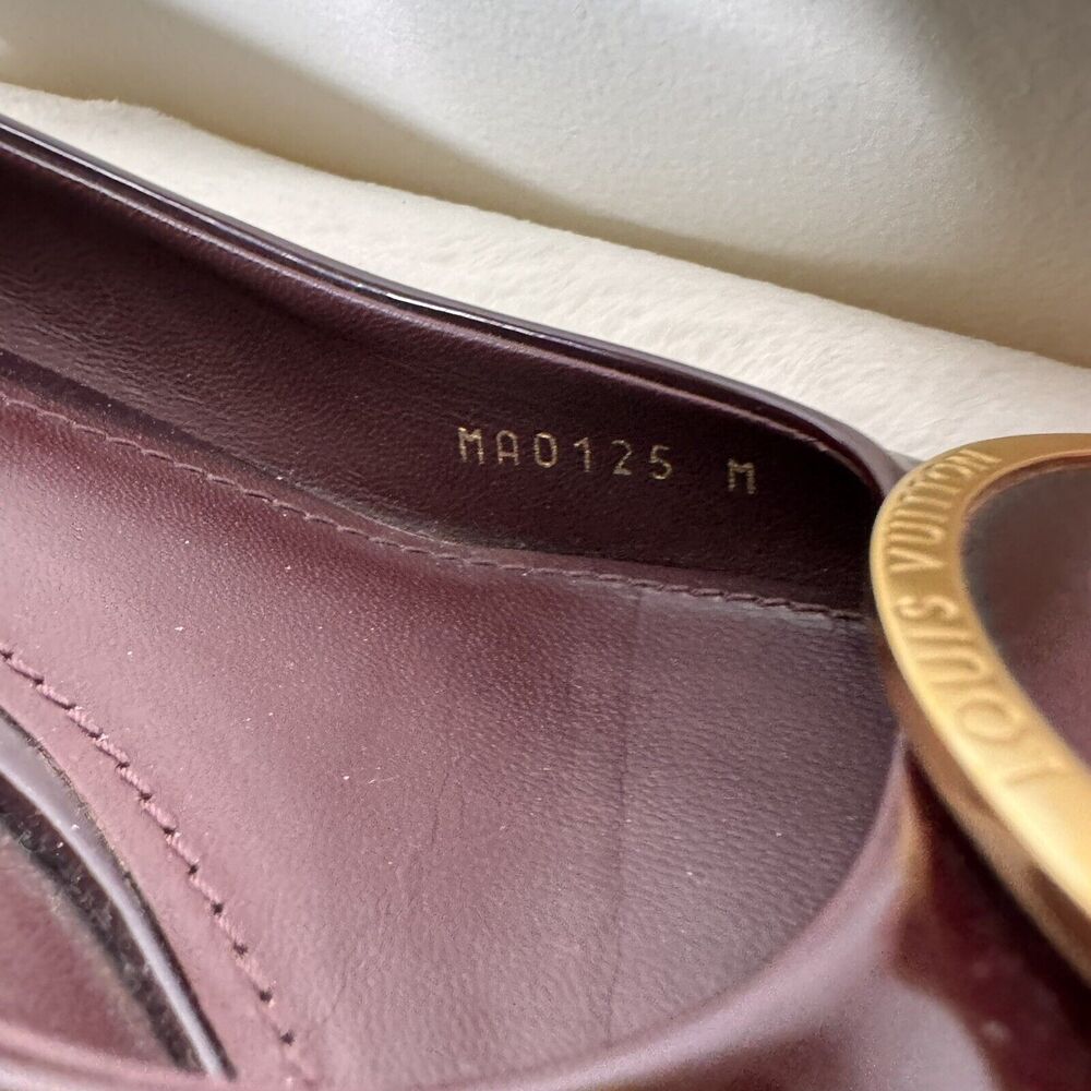 Louis Vuitton Shoes Pumps Patent Leather Burgundy Wine Loafer Size 37 Office - Picture 5 of 13